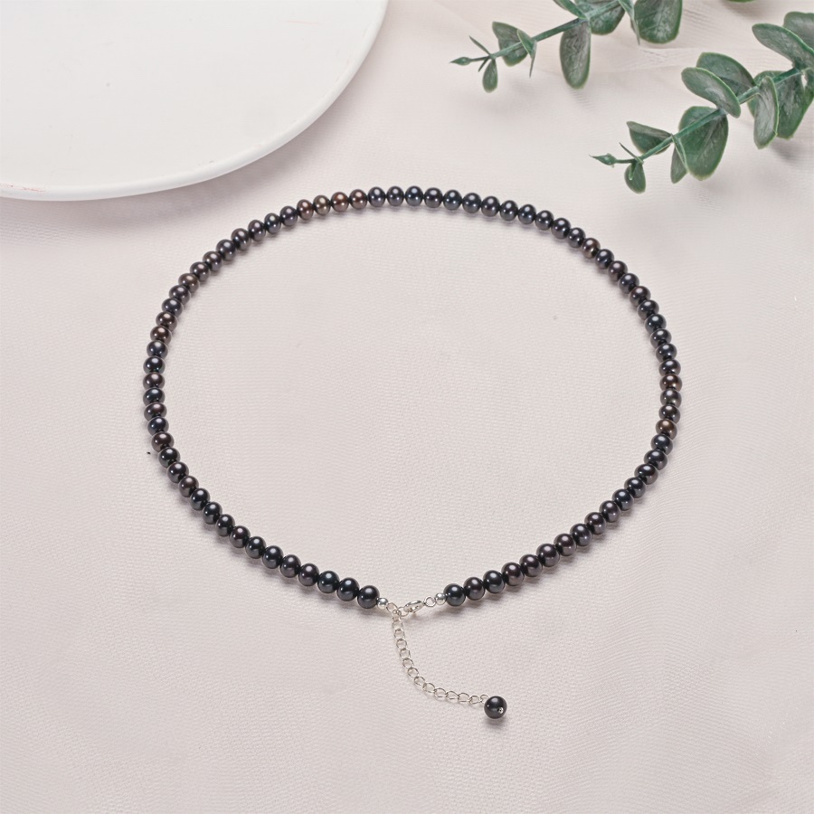 Pearl Trim Chain - Hengsheng 5-6.5mm Yakın Yuvarlak Siyah Tatlı