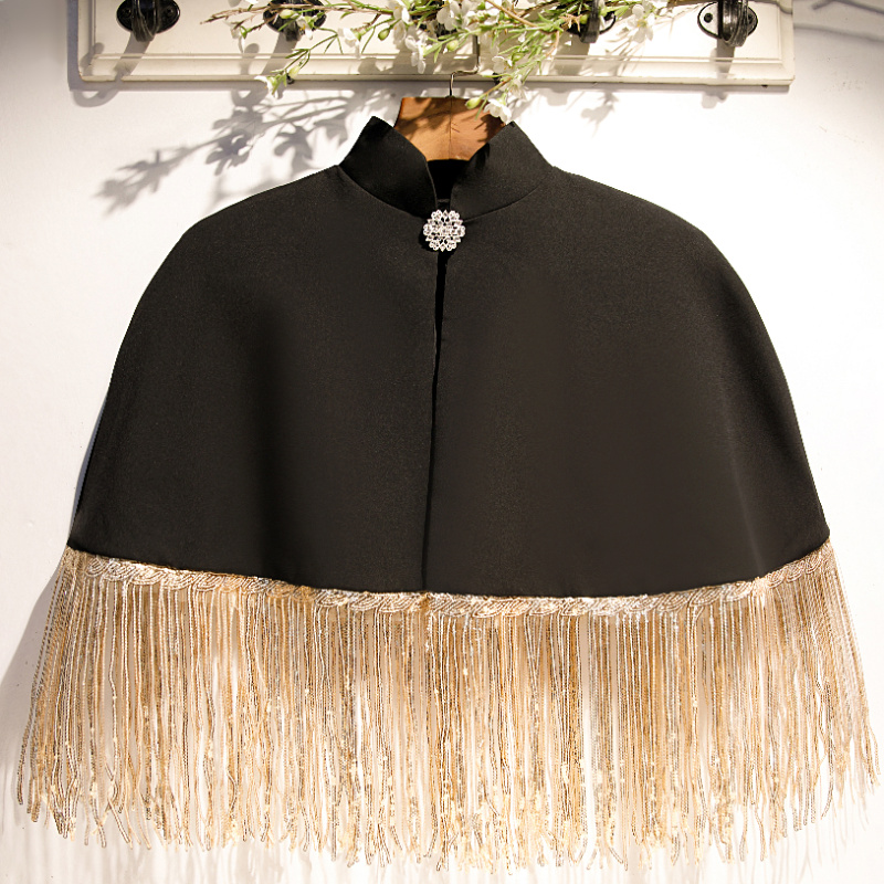 Tassel Fringe Trim - Kadın bahar yaz siyah kontrast renk